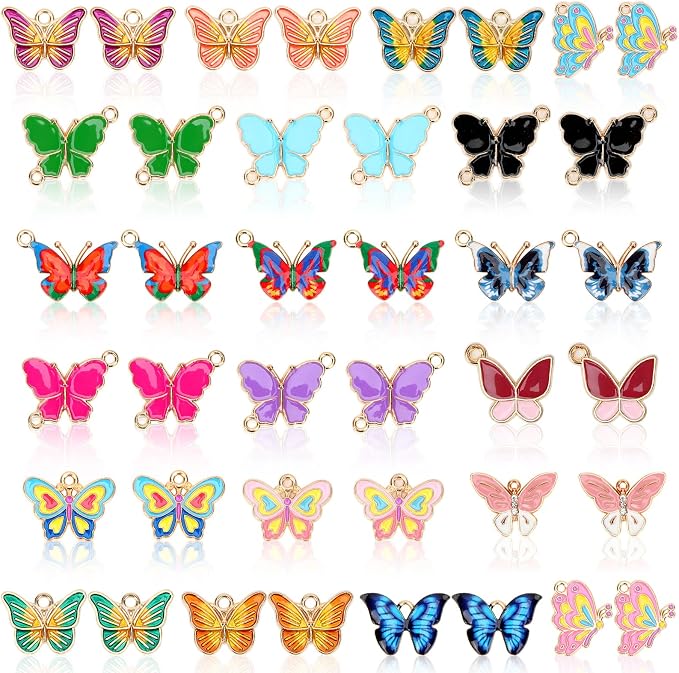 MARFOREVER 40Pcs/20 Pairs Butterfly Charms, Mixed Butterflies Charms by MARFOREVER