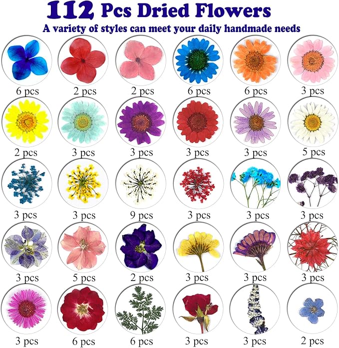 152 Pcs Dried Pressed Flowers for Resin and Nails, Real Natural Flowers Leaves - Image 4