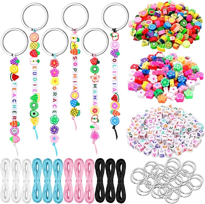 Landical 564 Pcs DIY Fruit Bead Keychain Kit Summer Key Chain Making Craft by Landical