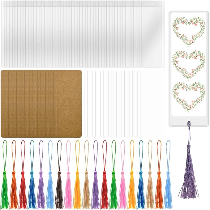 DSYIL 50 Sets Blank Bookmarks Making Kit, 50 Colorful Tassels by DSYIL