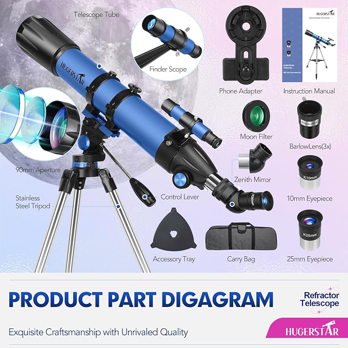 Telescope, Telescope for Adults High Powered, 90mm Aperture 800mm Professional - Image 6