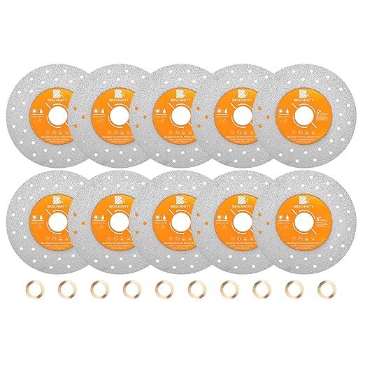 Rock Slab Grinding Disc - 5 inch Glass Cutter Disc (10pcs), Granite Cutting Disc, Diamond Grinder Wheel for Rock Slab, Stone, Tile, Marble, Granite, Glass Diamond Cutting Discs