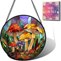Jungle Mushrooms Acrylic Suncatcher Faux Stained Glass Window Hanging 11.8" | by Unknown