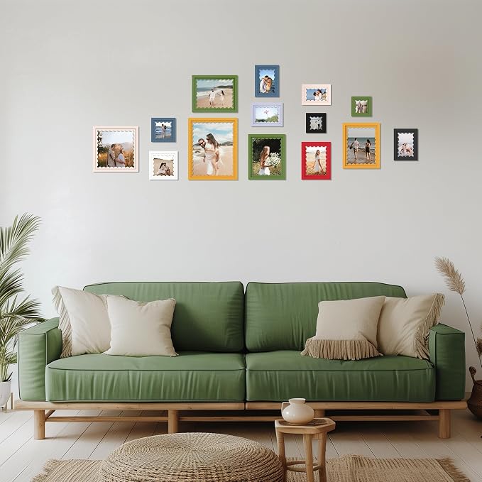 8x8 Picture Frame with Wavy Mat, Wooden Real Glass 8 x 8 Photo Frame - Image 5