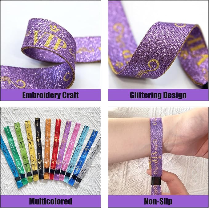 100 Pcs VIP Cloth Event Wristband, Disposable VIP Wristbands for Events, Colored VIP Wristbands Events,for Lightweight Concert,Club Entrance Wrist Strap Party Wristband Event (Color : Purple)