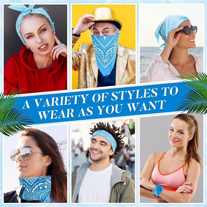 100 Pack Bandanas Unisex Paisley Bandanas Bulk Multi Purpose Cowboy Head Wrap - Image 5
