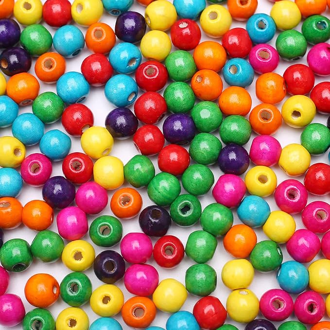 200Pcs Colourful Wooden Beads Natural Wooden Handmade Beads Round Painted Wood - Image 4