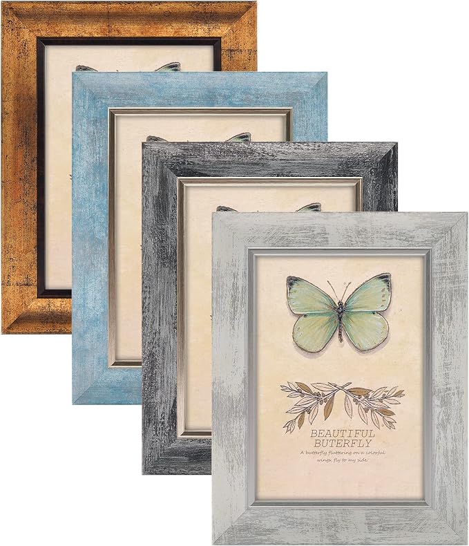XUANLUO 5x7 Picture Frames Set of 4 Rustic Retro Photo Frame by XUANLUO