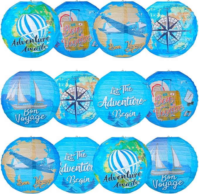 Panelee 12 Pcs Travel Around The World Paper Lanterns Party Decorations 8 Inch by Panelee