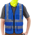 A-SAFETY High Visibility Mesh Safety Reflective Vest with Pockets and Zipper,Hi Viz Work Vest for Men Women (Blue Mesh S)