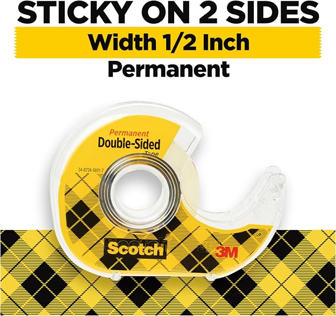 Scotch Double Sided Tape, 1/2 in x 500 in, 6 Dispensered Rolls - Image 2