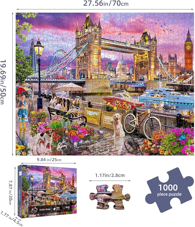 London Bridge Puzzles for Adults 1000 Pieces, Challenging Jigsaw Puzzles for - Image 2