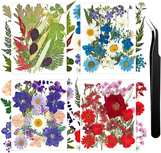 110+ Pcs Dried Flowers for Crafts, Real Pressed Flowers Bulk Small Dried by FULGNU