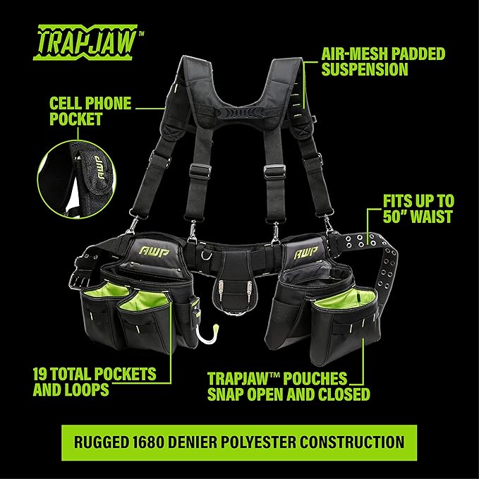 AWP Tool Belt, Tool Rig, Durable, Premium Tool Belt Organizer
