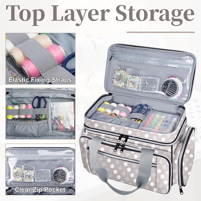 Anitor Large Sewing Supplies Organizer, Double Layer Sewing Storage Organizer - Image 4