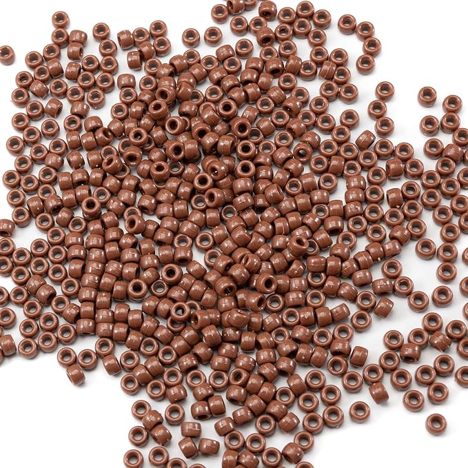 Gxueshan 1000 Pcs Acrylic Brownish Red Pony Beads Friendship Beads 6x9mm Bulk by Gxueshan