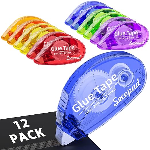 Secopad 12 Pack Scrapbook Tape, Double Sided Tape Roller by Secopad