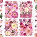 132Pcs Pink Pressed Dried Flowers and Butterfly by LUCISKY