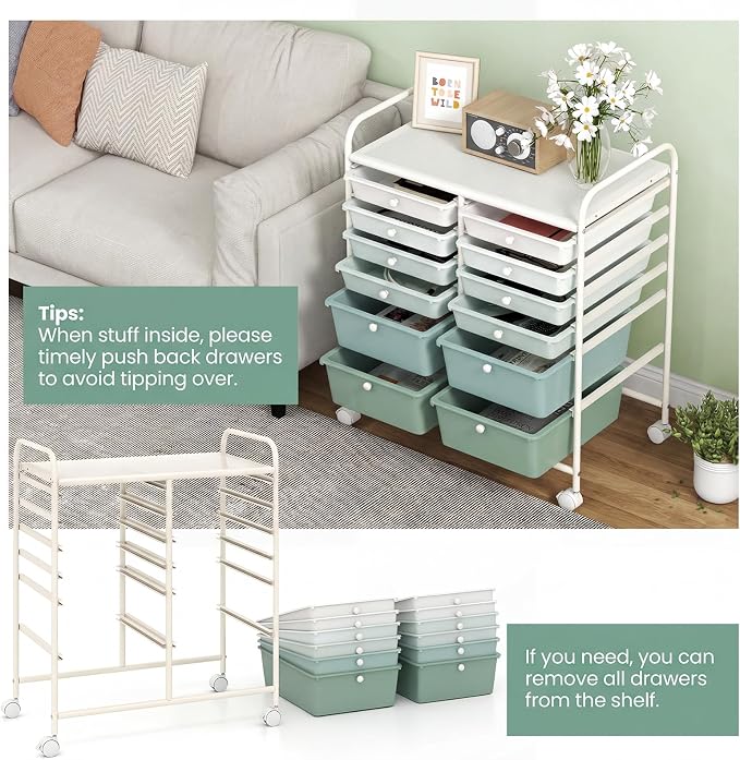 BECOMFORT 12-Drawer Rolling Cart - Image 5