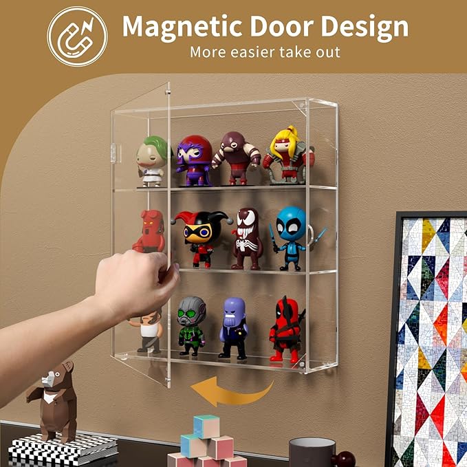 NIUBEE Acrylic Display Case, Wall Mounted or Desktop Dustproof Display Cabinet - Image 3