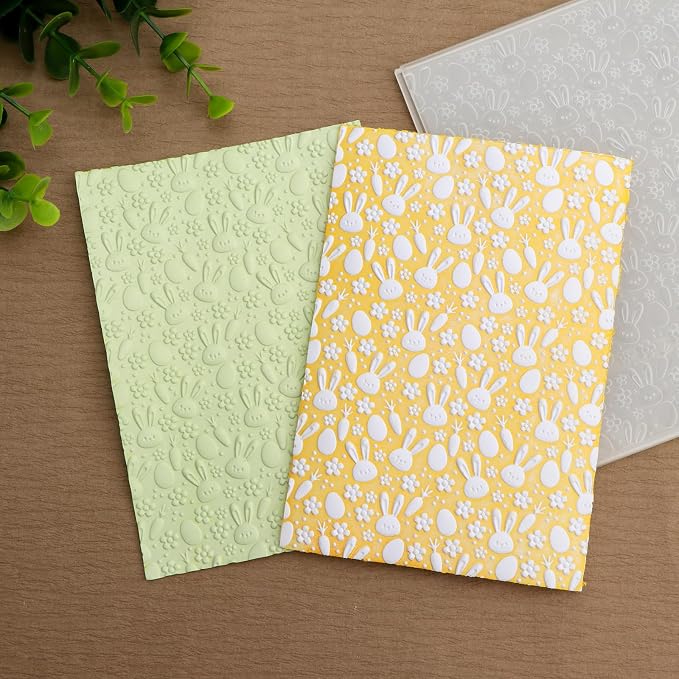 3D Embossing Folder Bunny Rabbits Easter Plastic Embossing Texture Fades - Image 3