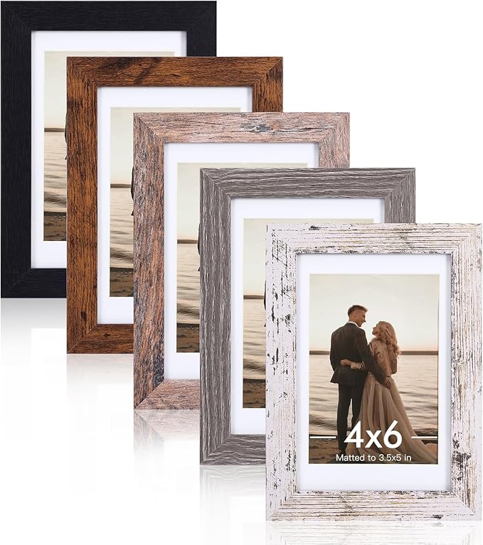 Fixwal 4x6 Picture Frames Set of 5, Vintage Multicolour Photo Frames by Fixwal