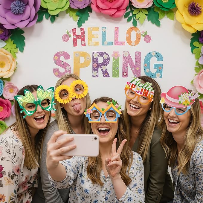 Pajean 32 Pack Spring Party Decorations Eyeglasses Springtime Themed Paper - Image 6