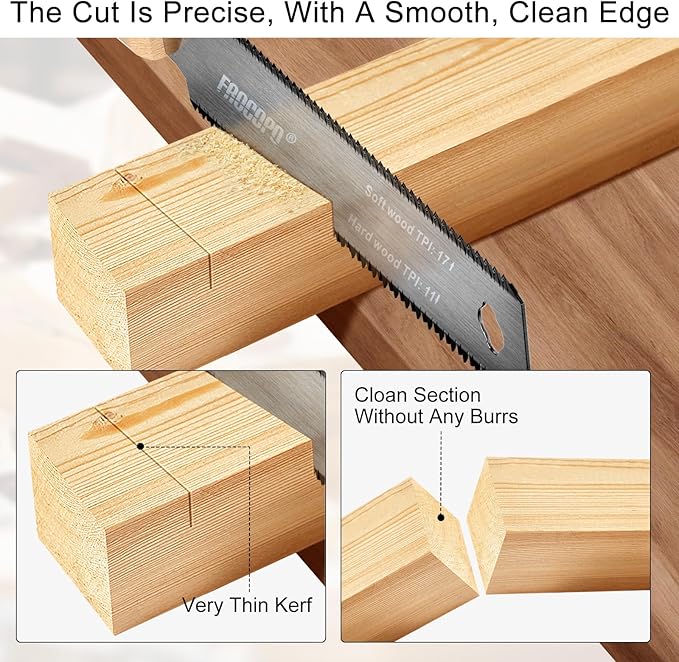 Frocopo Hand Saw Woodworking Tools, 6-Inch Pull Saw, Flexible Double-Edge Blade - Image 3