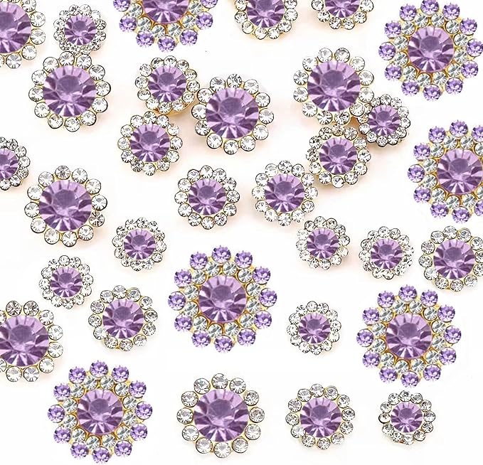 100pcs Sew on Rhinestones Crystals Glass Gems Metal Claw Mixed 8mm 10mm 12mm by UYTRDVG