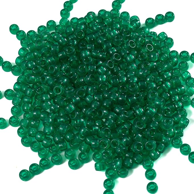 Gxueshan 1000 Pcs Acrylic Transparent Green Pony Beads 6x9mm Bulk - Image 2