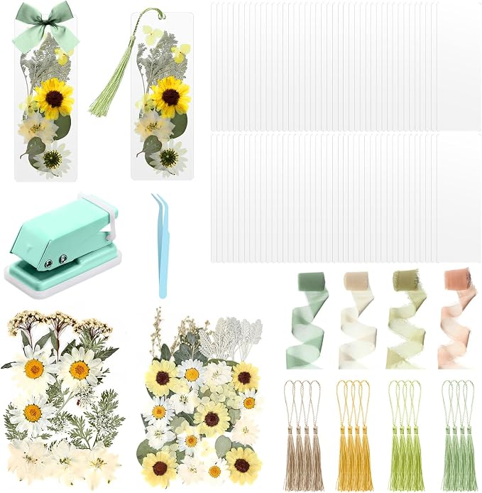 AmazingSpark 222 Pcs Dried Flower Bookmark Making Kit Include DIY Pressed by Unknown