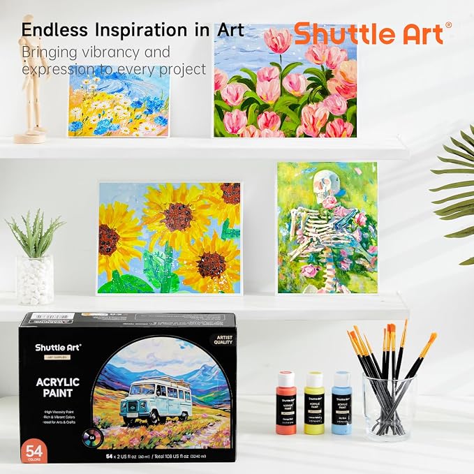 54 Colors Acrylic Paint, Shuttle Art Acrylic Paint set - Image 8