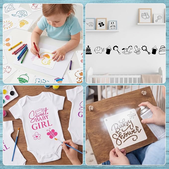 WSICSE 60 Pieces Baby Shower Stencils - Image 4
