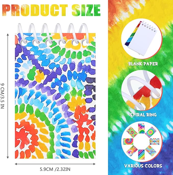 Honoson 48 Pcs Mini Tie Dye Notepads - Image 2