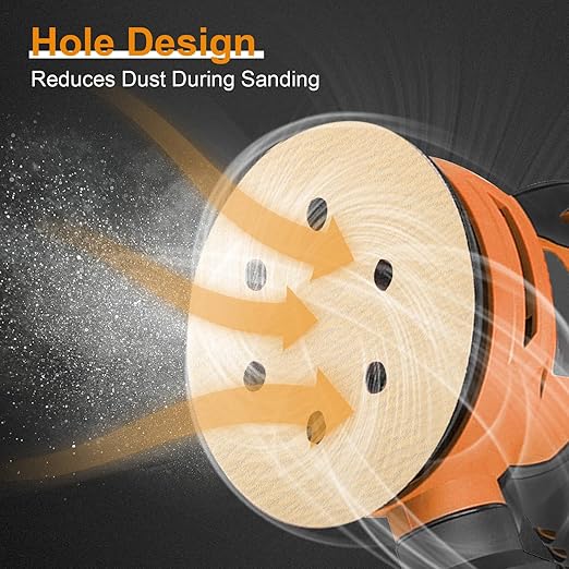 100 PCS 6 Inch Sanding Discs 120 Grit, 6 Hole Hook and Loop Round Sandpaper for Random Orbital Sander
