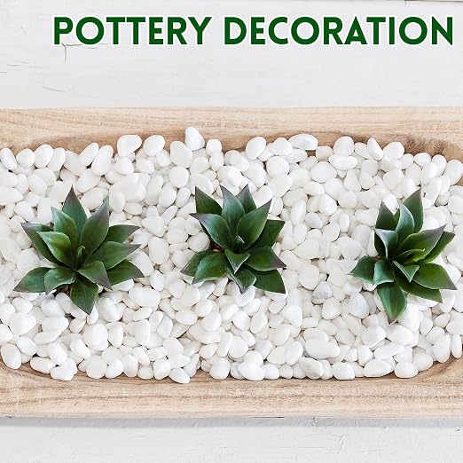 2.2 lb Natural Polished White Pebbles, 3/8 Inch Decorative White Rocks - Image 4