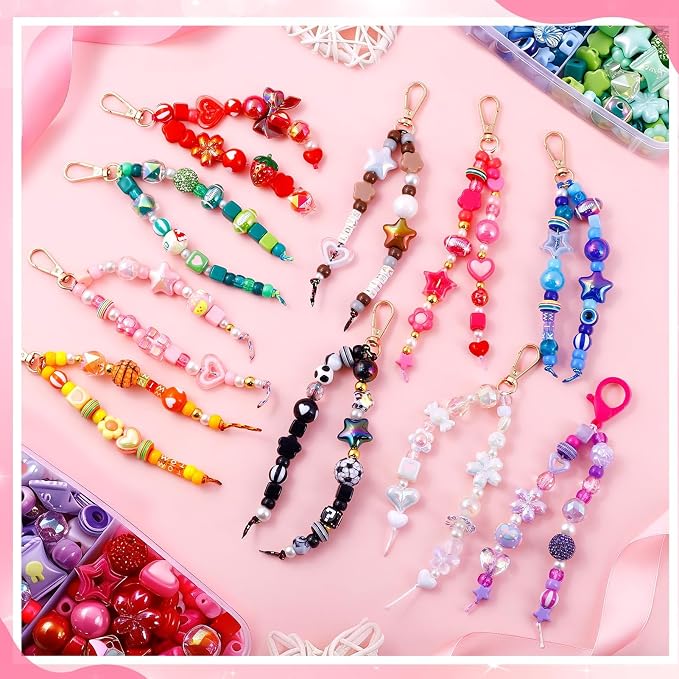 TOHONGADON 2200 PCS DIY Bag Charm Kits, Beaded Keychain Making Kit - Image 6