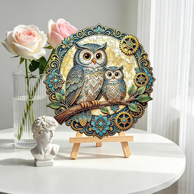 200pcs Wooden Puzzles for Adults Unique Animal Shaped Pieces Boho Mandala Owl - Image 5