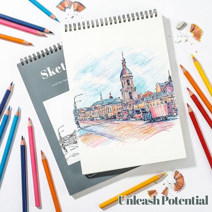 4 Pack Sketch Book, 8.5 x 11 Inch Sketchbook, 68lb/100gsm Top Spiral Bound - Image 7