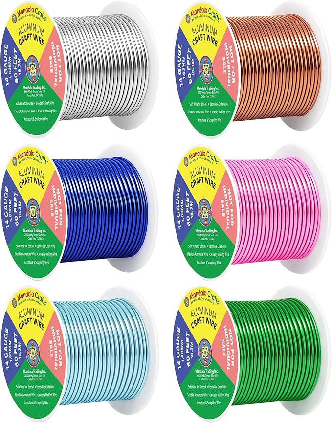 Mandala Crafts 14 GA Pink Green Blue Assorted Anodized Aluminum Craft Wire | by MandalaCrafts