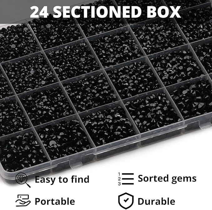 32000Pcs Black Rhinestones for Bedazzling, Flat Back Resin Gem Rhine Stone - Image 3