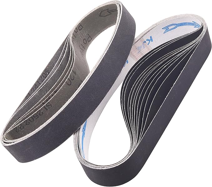 18 Pack 1-1/8 x 21 Inch Sanding Belts, 3 Each of 120 240 400 600 800 1000 Grits Sander Belts for Makita Sander, 1-1/8-Inch x 21-Inch Abrasive Silicon Carbide Sander Belts