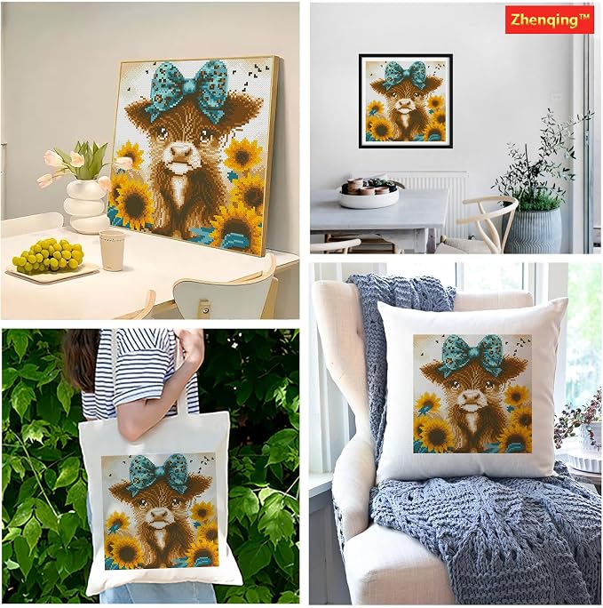 Zhenqing Highland Cow Stamped Cross Stitch Kit - Image 8