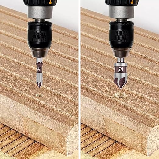 5PCS Countersink Drill Bit Set, 82 Degree HSS Counter Sink Drill Bit for Wood, Metal, Plastic, 1/4"-3/4" with 1/4" Hex Shank Countersink Bit Set