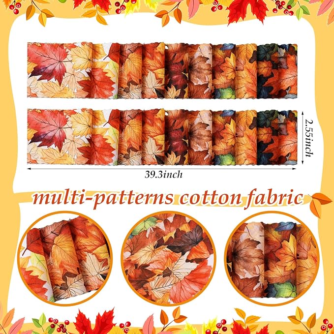 Hosuly 40 Pcs Fall Fabric Orange Maple Leaf Jelly Fabric - Image 2
