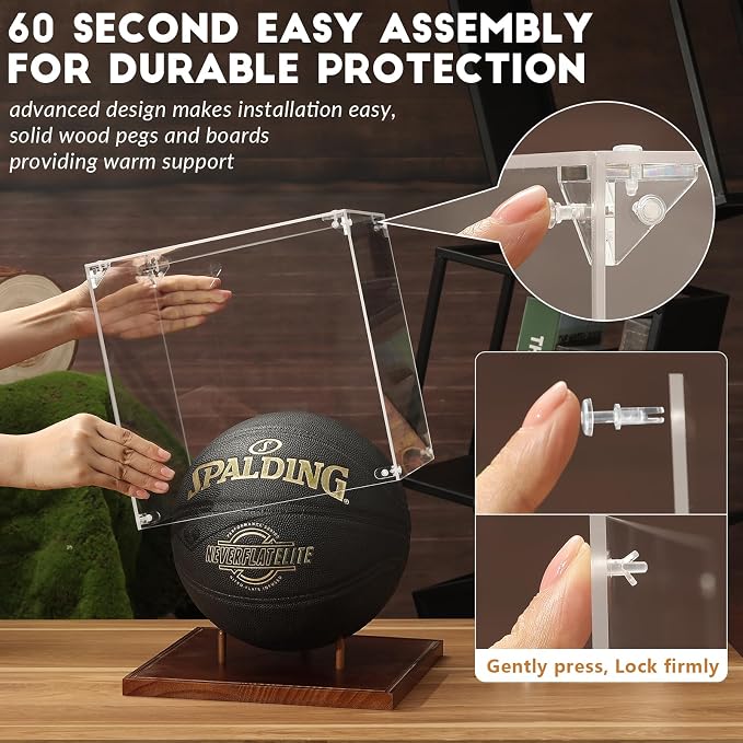 JupDec Basketball Display Case Acrylic Clear 10" Full Size - Image 2