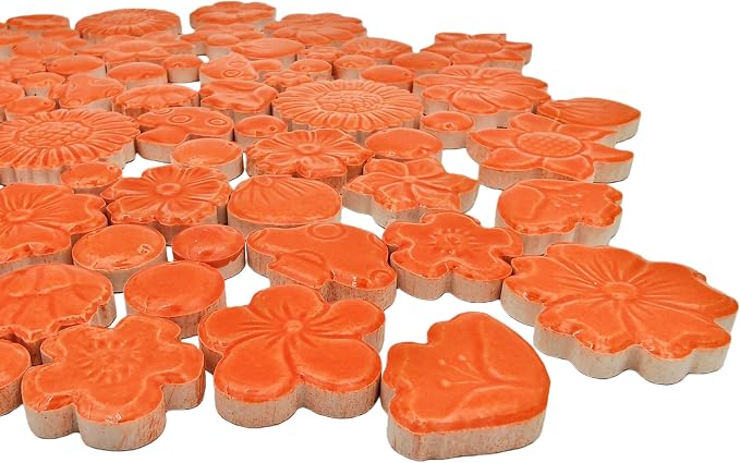 500g/1.1lb Ceramic Mosaic Tiles Mixed Shapes of Flowers, Mushrooms - Image 9