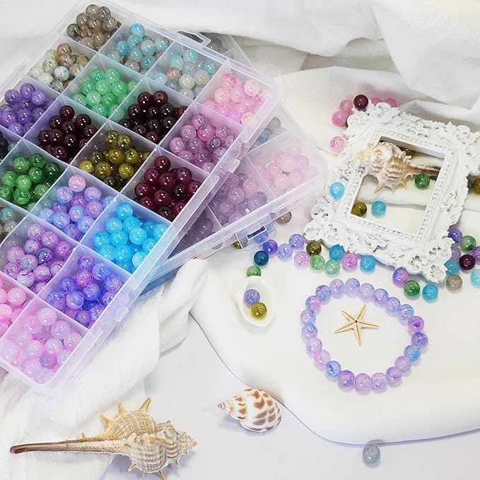 1200PCS 8mm Glass Beads Bracelet Making Kit, 24 Colors Crystal Beads - Image 4