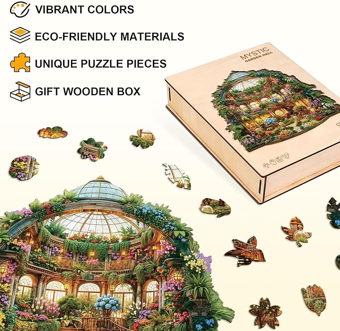 Mystic Garden Hall Puzzles Adults Gifts Wooden 270 Pieces 13.4 * 13.4in - Image 2