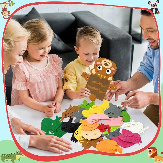 WATINC 12Pcs Hand Puppet Making Kit, Art Craft Felt Sock Puppet Toys, Creative - Image 6